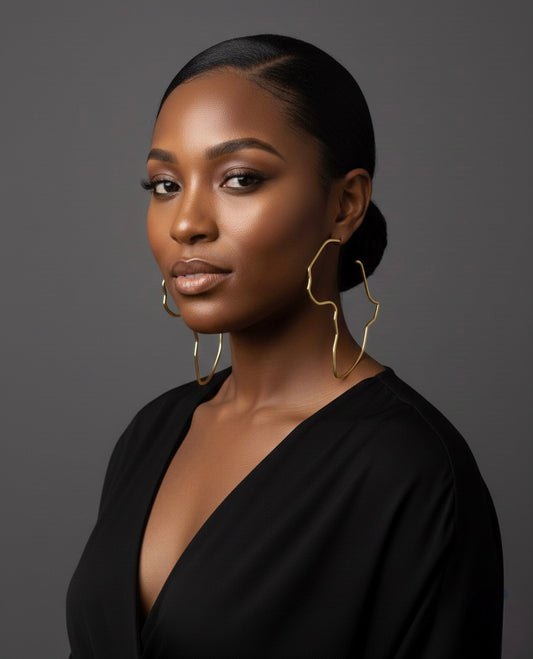 Oversized Africa Map Outline Hoop Earrings – Gold or Silver Stainless Steel Statement Jewellery - Fatisha Boutique #