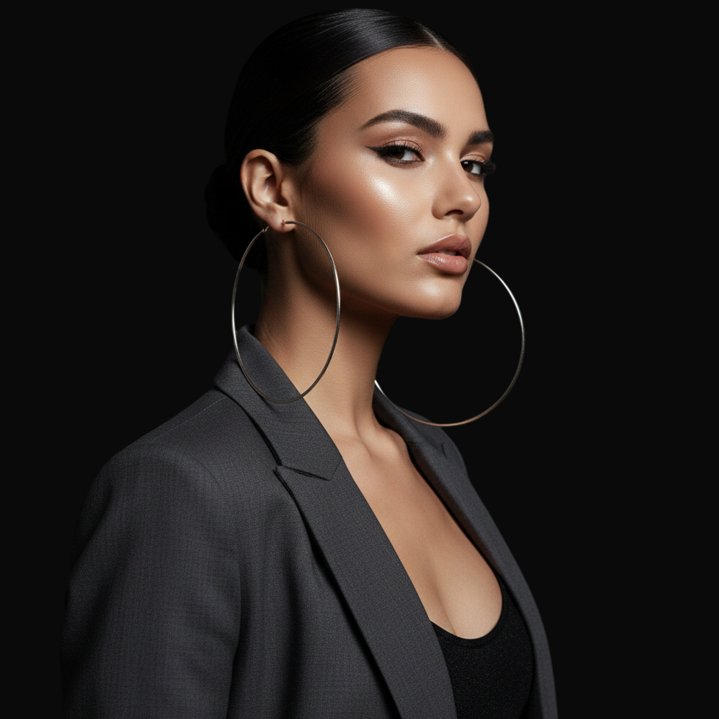 Big 14cm Lightweight Oversized Hoop Earrings – Gold, Silver & Black Statement Jewellery - Fatisha Boutique #