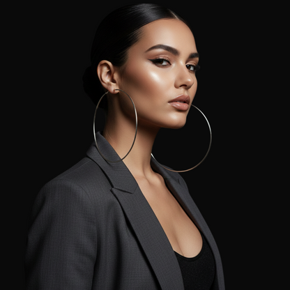 Big 14cm Lightweight Oversized Hoop Earrings – Gold, Silver & Black Statement Jewellery - Fatisha Boutique #