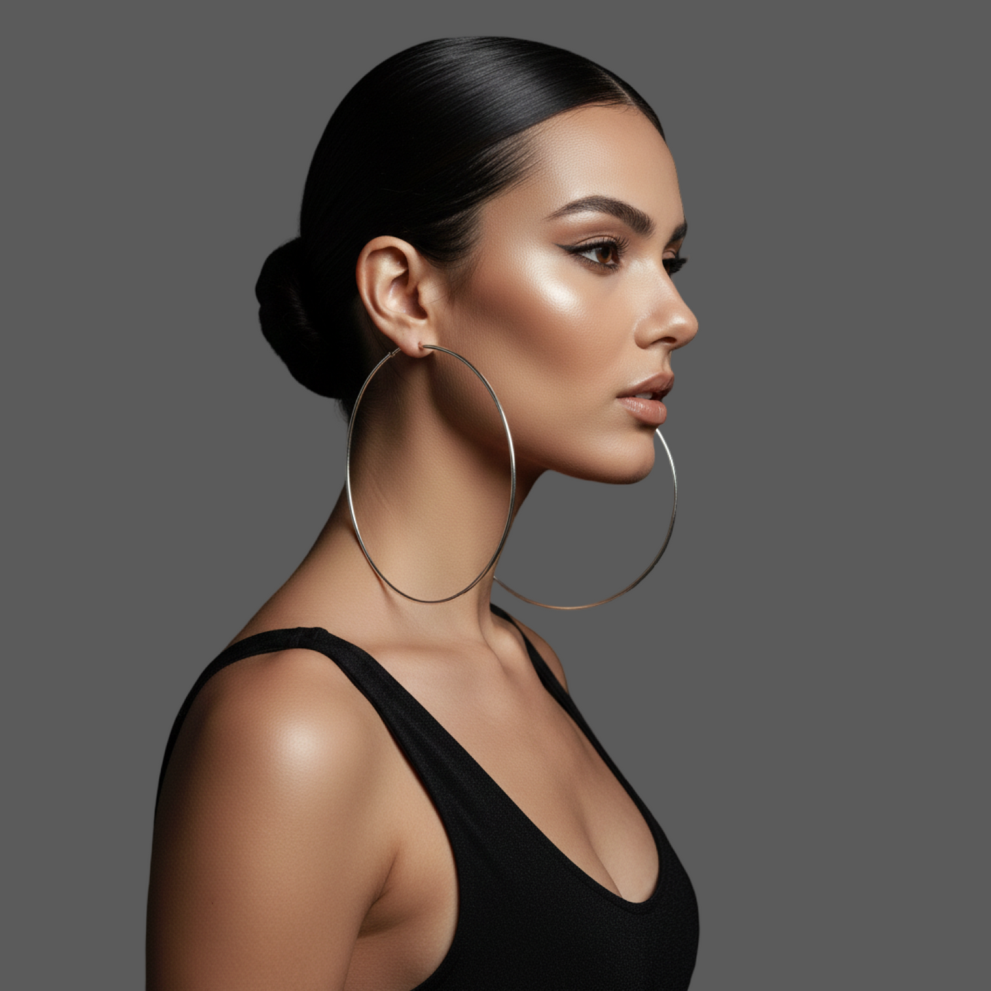 Big 14cm Lightweight Oversized Hoop Earrings – Gold, Silver & Black Statement Jewellery - Fatisha Boutique #