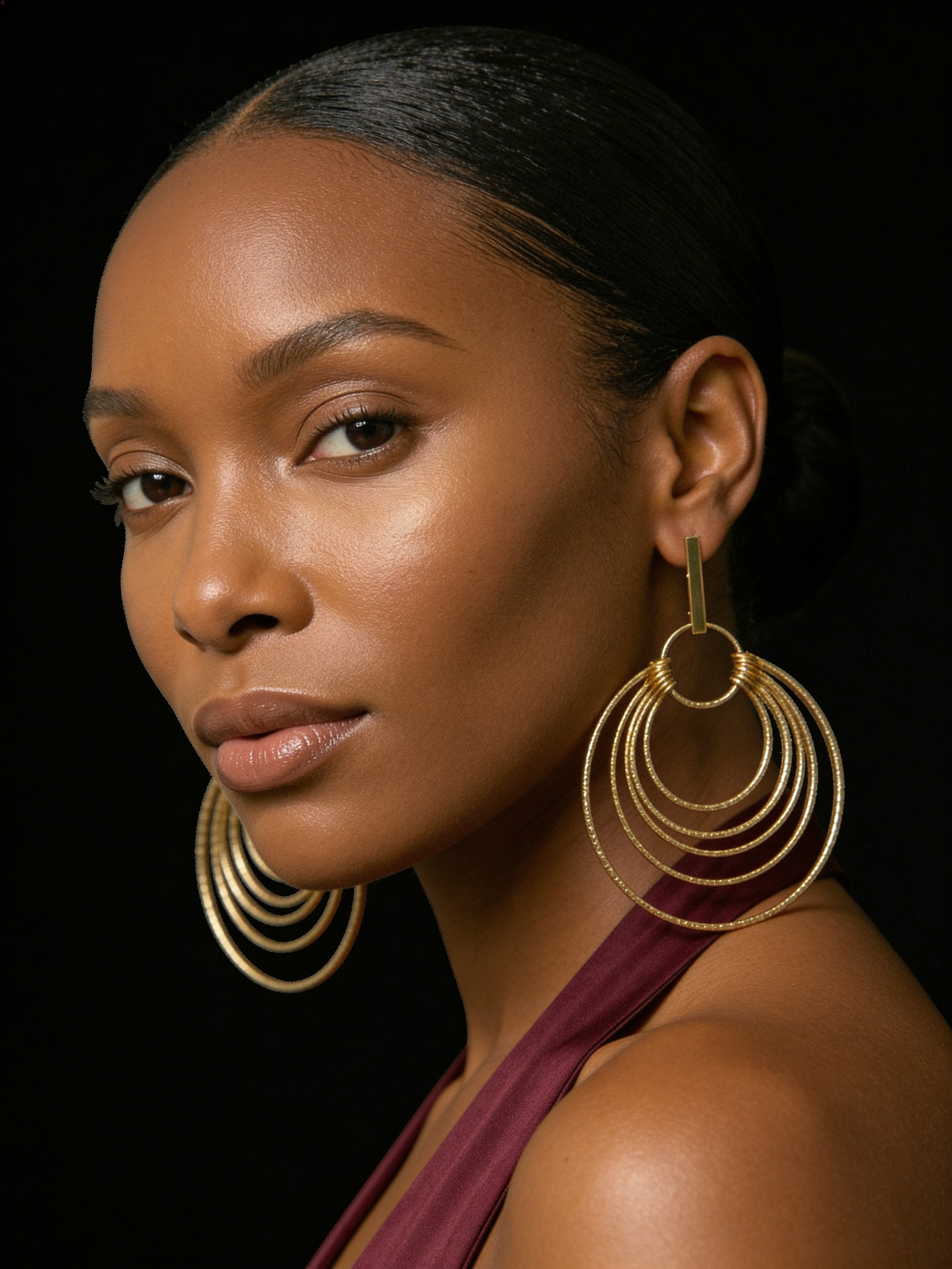 Layered Brass Hoop Earrings – Afrocentric Statement Multi Hoop Dangles - Fatisha Boutique #