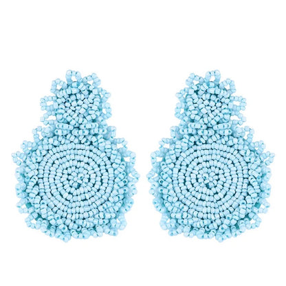 Bohemian Colourful Beaded Statement Dangle Stud Earrings