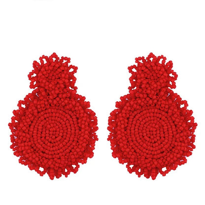 Bohemian Colourful Beaded Statement Dangle Stud Earrings