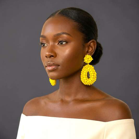 Handmade Beaded Statement Earrings – Bold Boho Drop Earrings (Multi-Colour) - Fatisha Boutique #