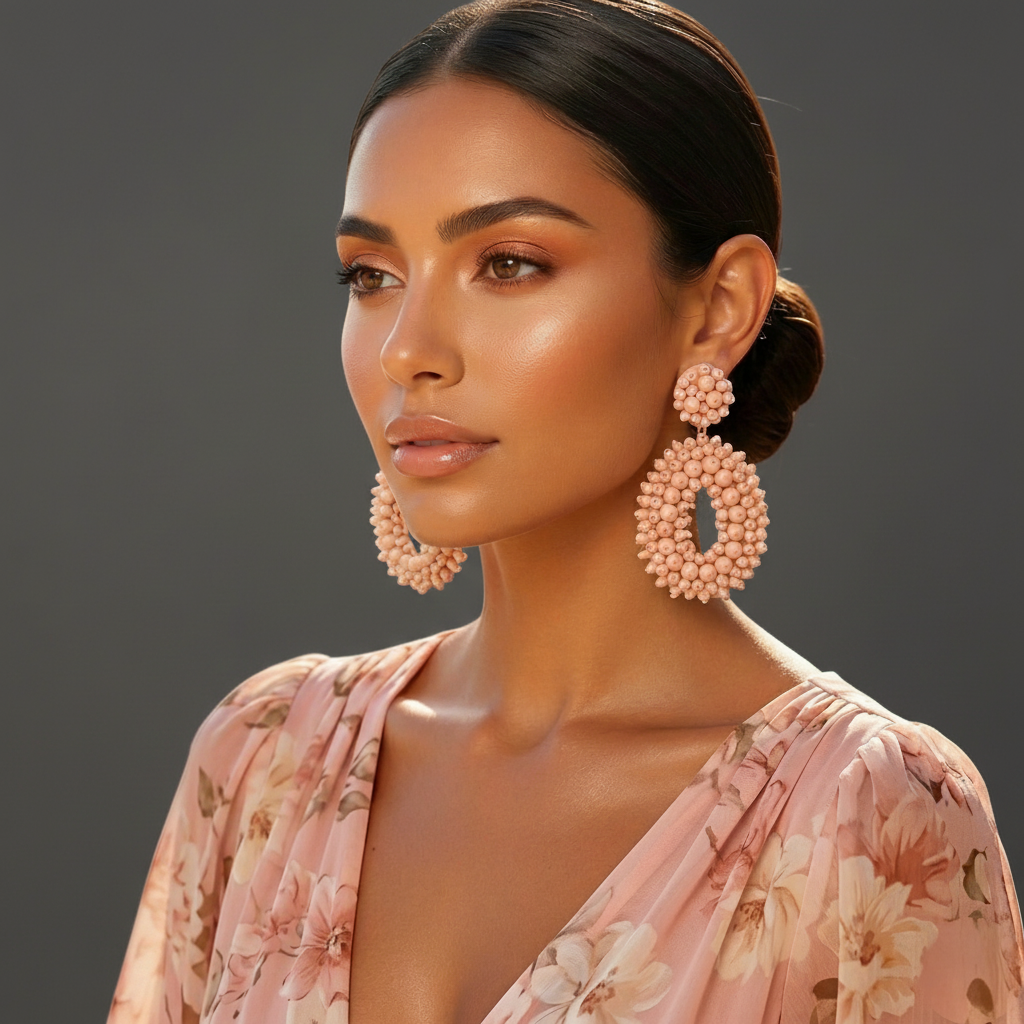 Handmade Beaded Statement Earrings – Bold Boho Drop Earrings (Multi-Colour) - Fatisha Boutique #