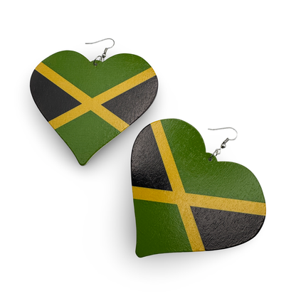 Oversized Jamaican Flag Heart Statement Earrings - Fatisha Boutique #