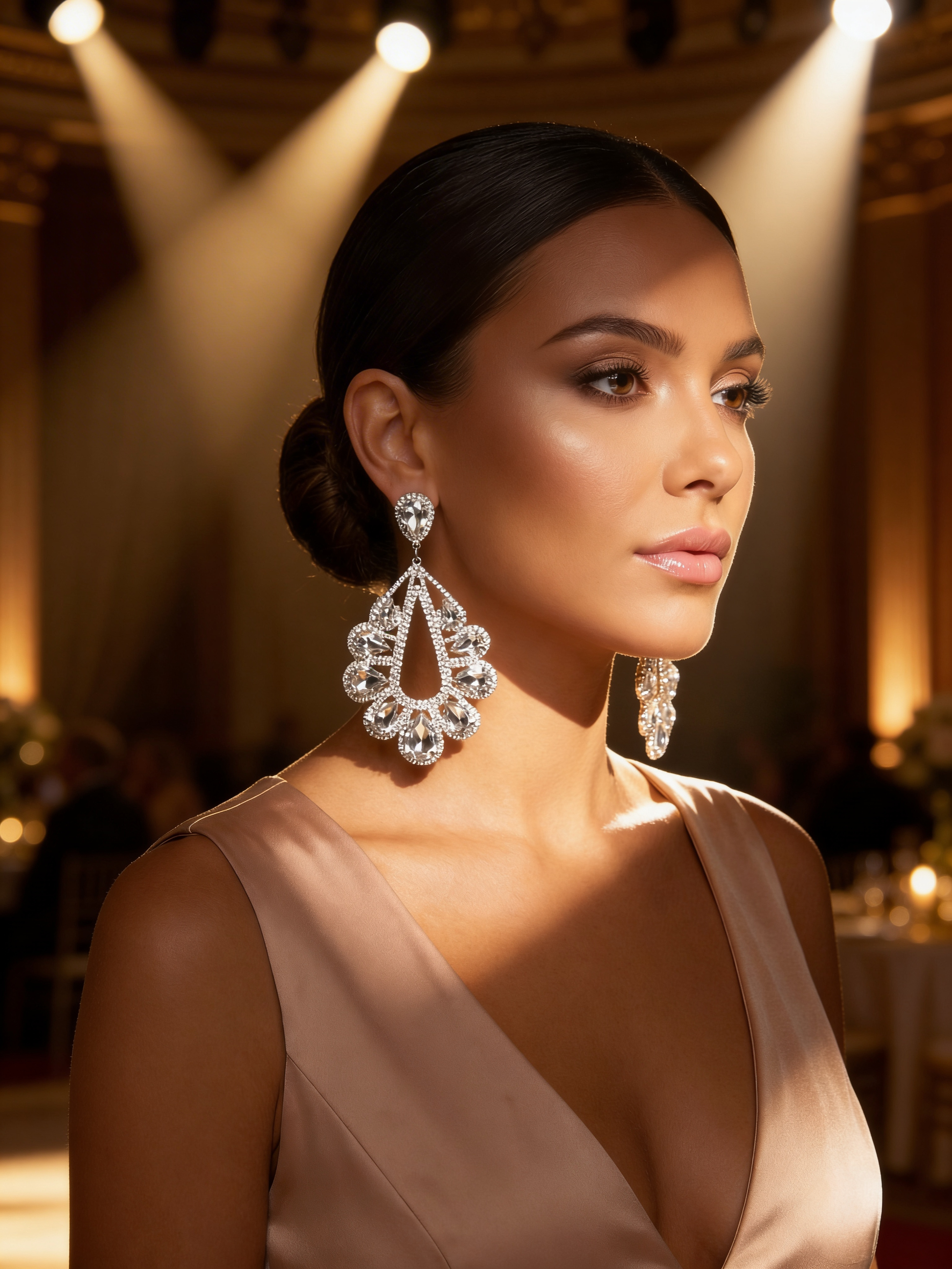 Luxury Rhinestone Teardrop Statement Earrings – Gold & Silver Crystal Glam Drop Earrings - Fatisha Boutique #