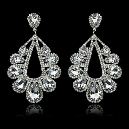 Luxury Rhinestone Teardrop Statement Earrings – Gold & Silver Crystal Glam Drop Earrings - Fatisha Boutique #