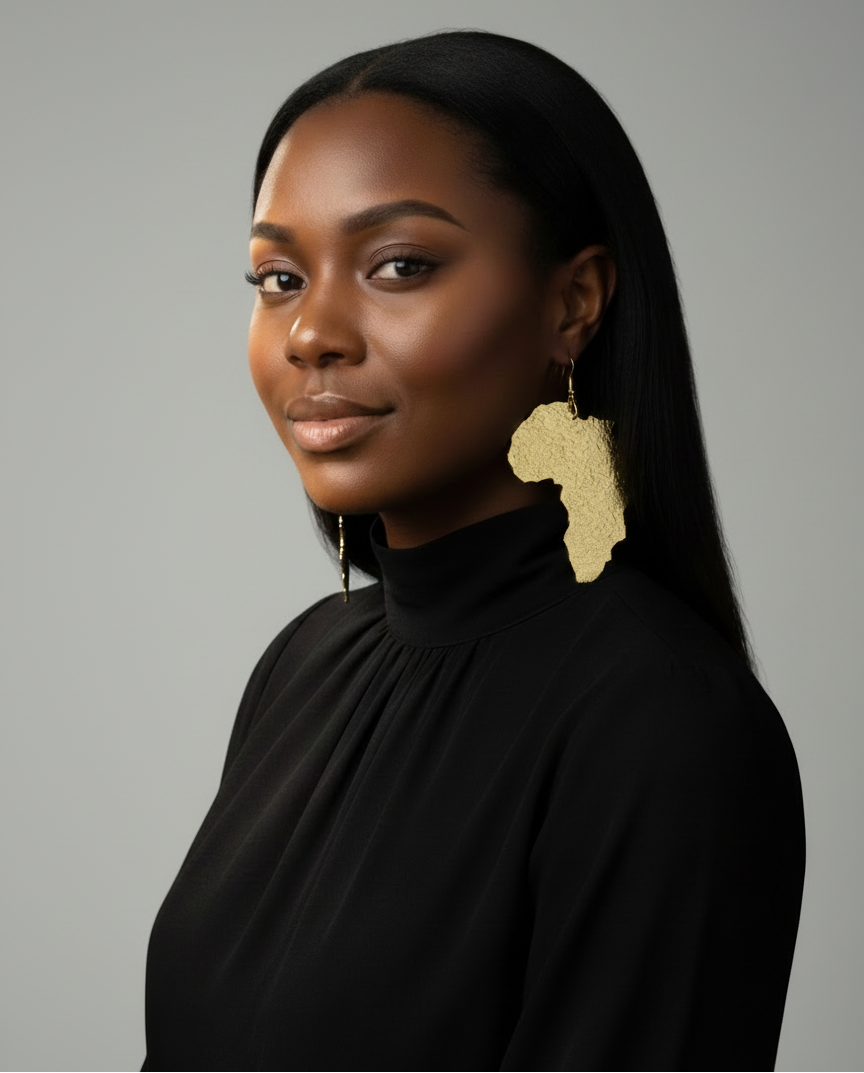 Oversized African Map Statement Earrings in Textured Dangle Brass – Gold & Silver - Fatisha Boutique #