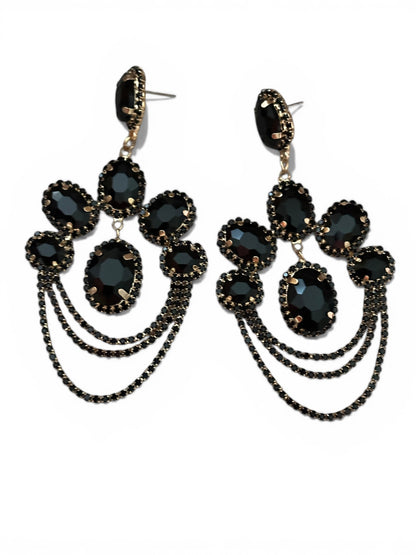 Luxury Chandelier Rhinestone Earrings – Long Elegant Statement Drop Earrings - Fatisha Boutique #
