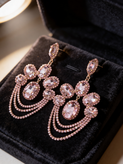 Chandelier Statement Earrings – Rhinestone Drop Earrings in Multiple Colours - Fatisha Boutique #