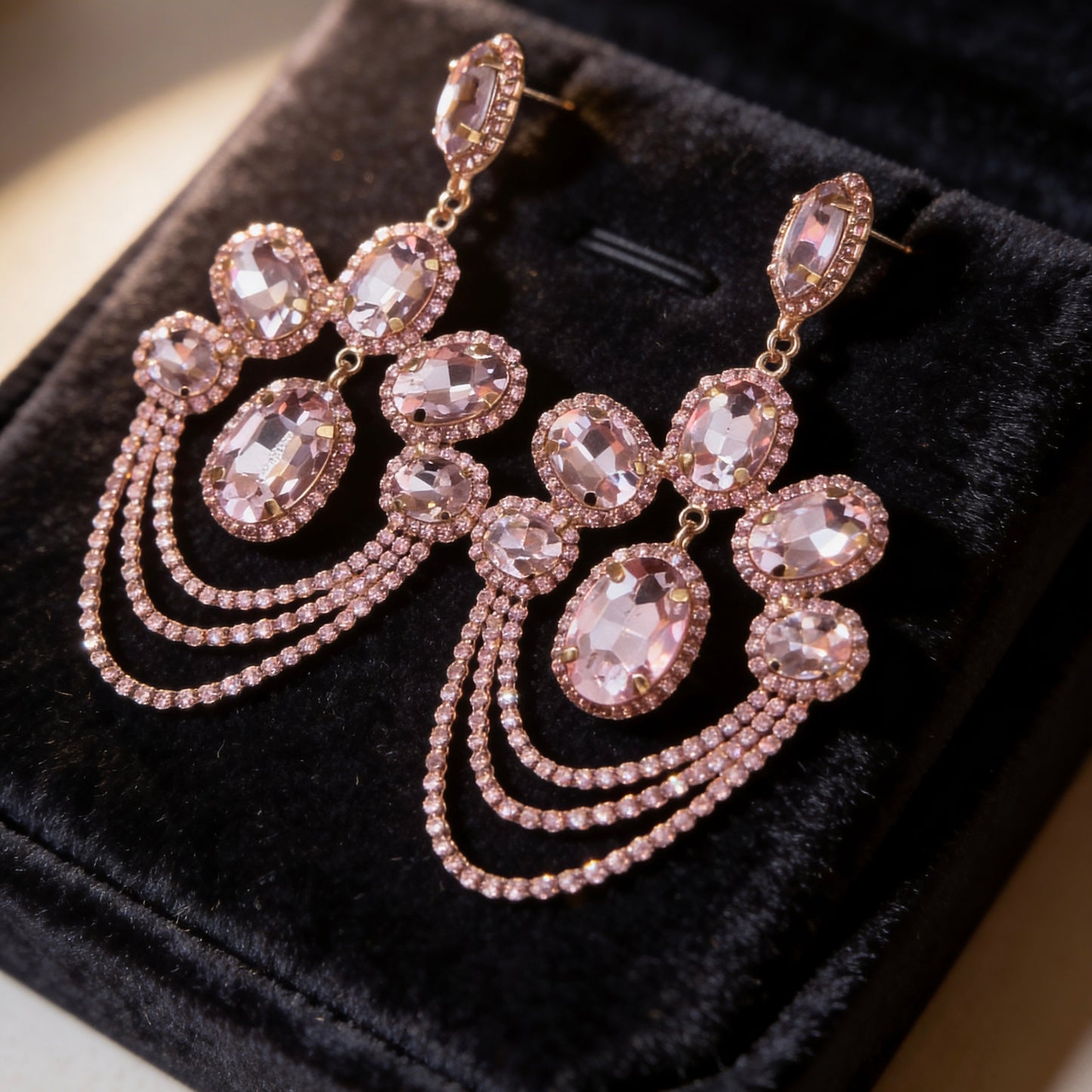 Luxury Chandelier Rhinestone Earrings – Long Elegant Statement Drop Earrings - Fatisha Boutique #