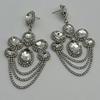 Luxury Chandelier Rhinestone Earrings – Long Elegant Statement Drop Earrings - Fatisha Boutique #