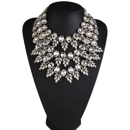 Elegant Gold Bohemian Rhinestone Choker Pendant Statement Necklace