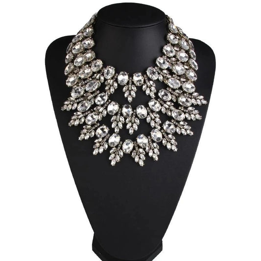 Elegant Gold Bohemian Rhinestone Choker Pendant Statement Necklace