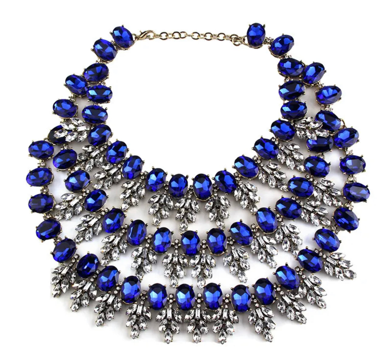 Elegant Gold Bohemian Rhinestone Choker Pendant Statement Necklace