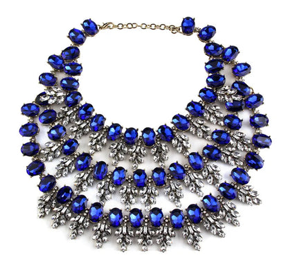 Elegant Gold Bohemian Rhinestone Choker Pendant Statement Necklace