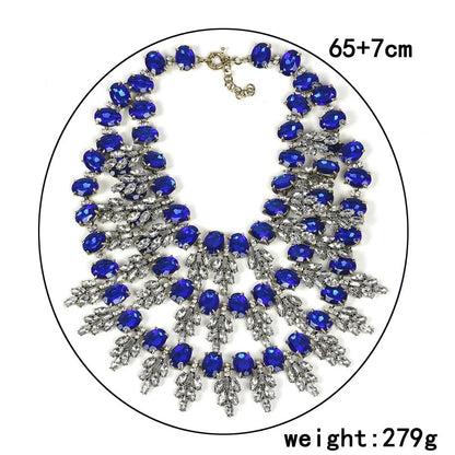 Elegant Gold Bohemian Rhinestone Choker Pendant Statement Necklace