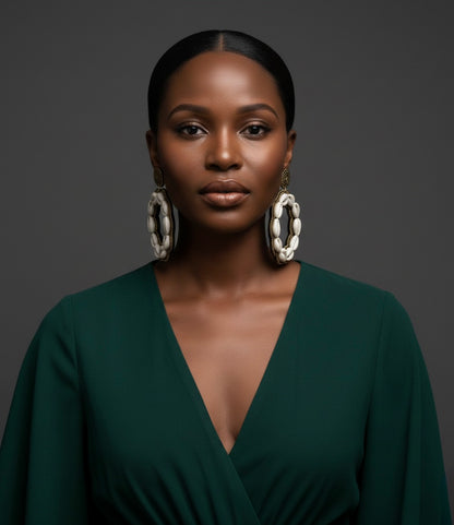 Handmade Cowrie Shell Hoop Earrings – Oversized African Tribal Statement Jewellery - Fatisha Boutique #