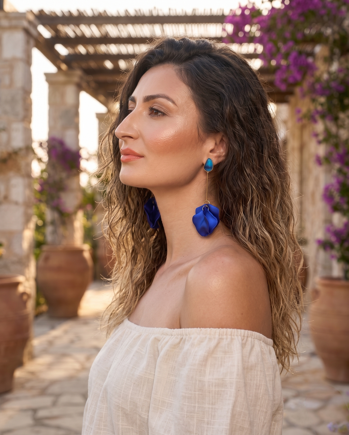 Long Boho Petal Drop Earrings – Lightweight Acrylic Floral Statement Dangles for Women - Fatisha Boutique #
