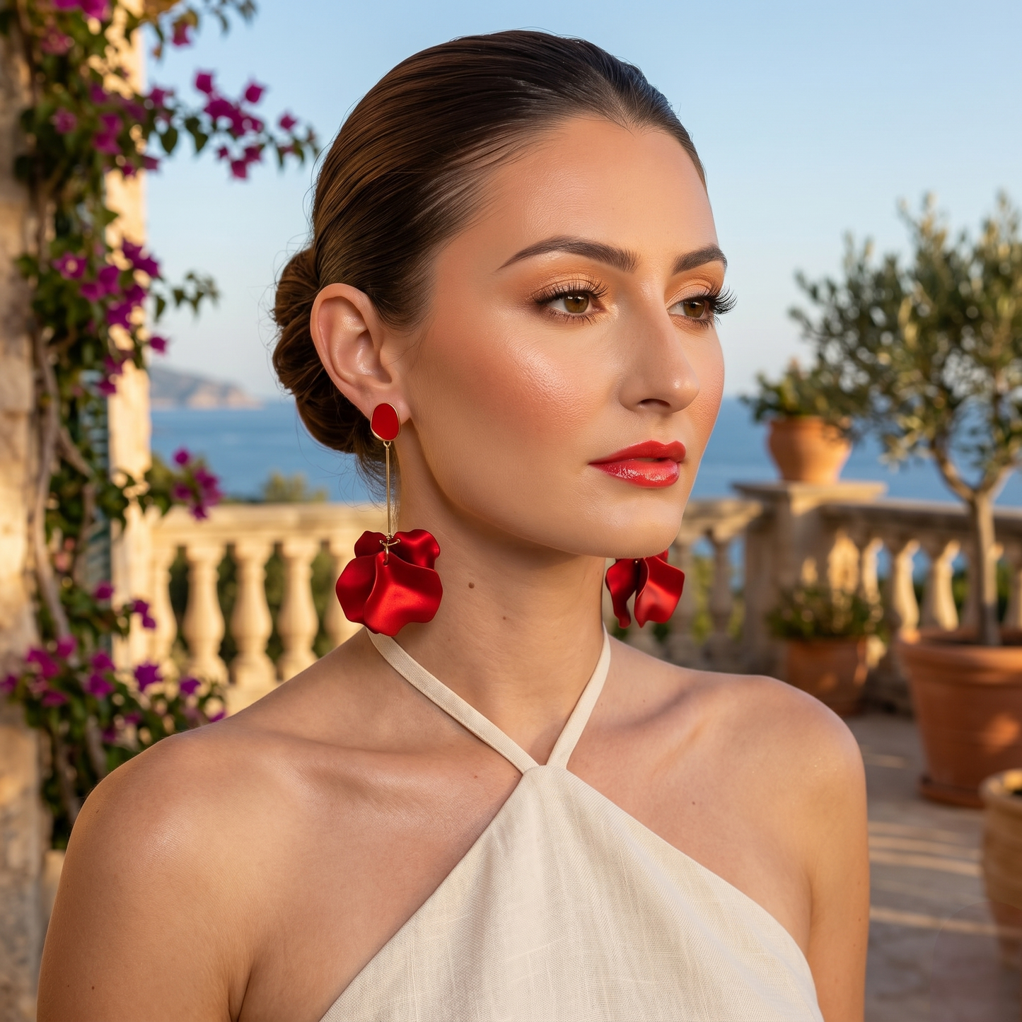 Long Boho Petal Drop Earrings – Lightweight Acrylic Floral Statement Dangles for Women - Fatisha Boutique #