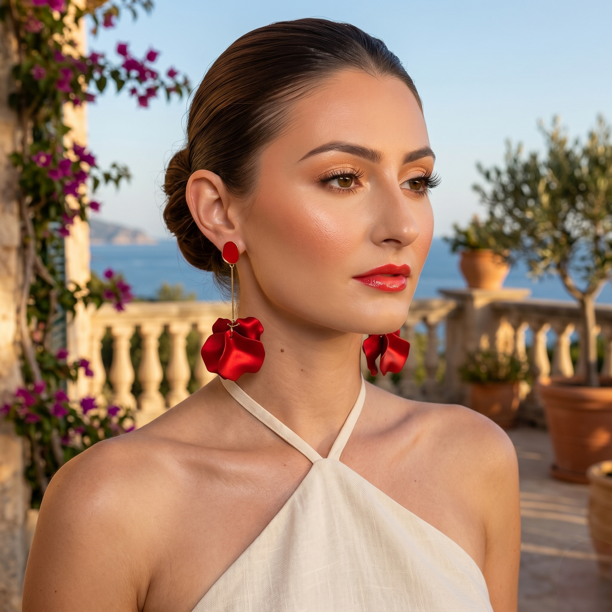 Long Boho Petal Drop Earrings – Lightweight Acrylic Floral Statement Dangles for Women - Fatisha Boutique #