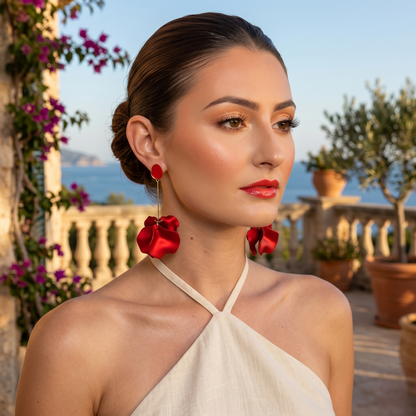 Long Boho Petal Drop Earrings – Lightweight Acrylic Floral Statement Dangles for Women - Fatisha Boutique #