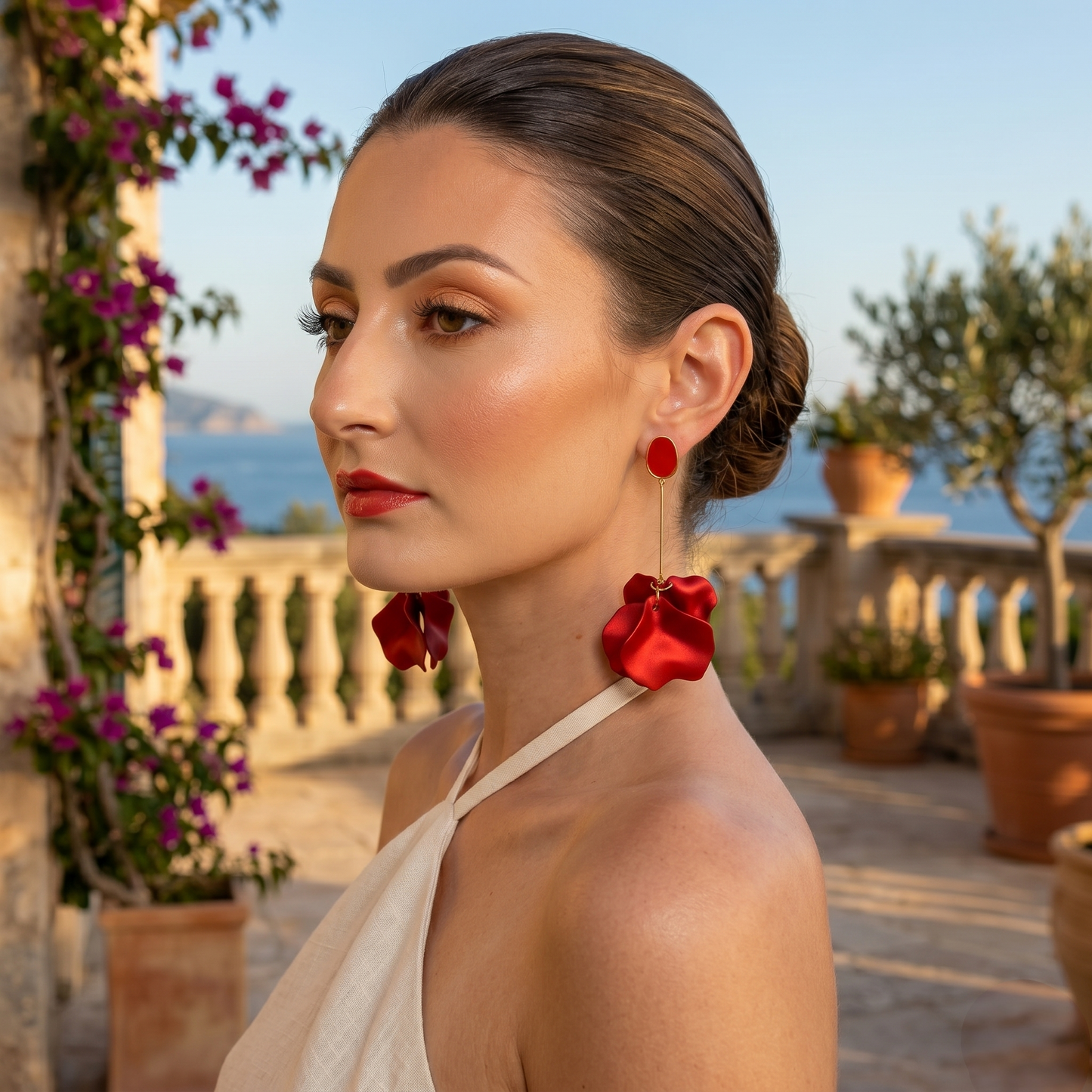 Long Boho Petal Drop Earrings – Lightweight Acrylic Floral Statement Dangles for Women - Fatisha Boutique #