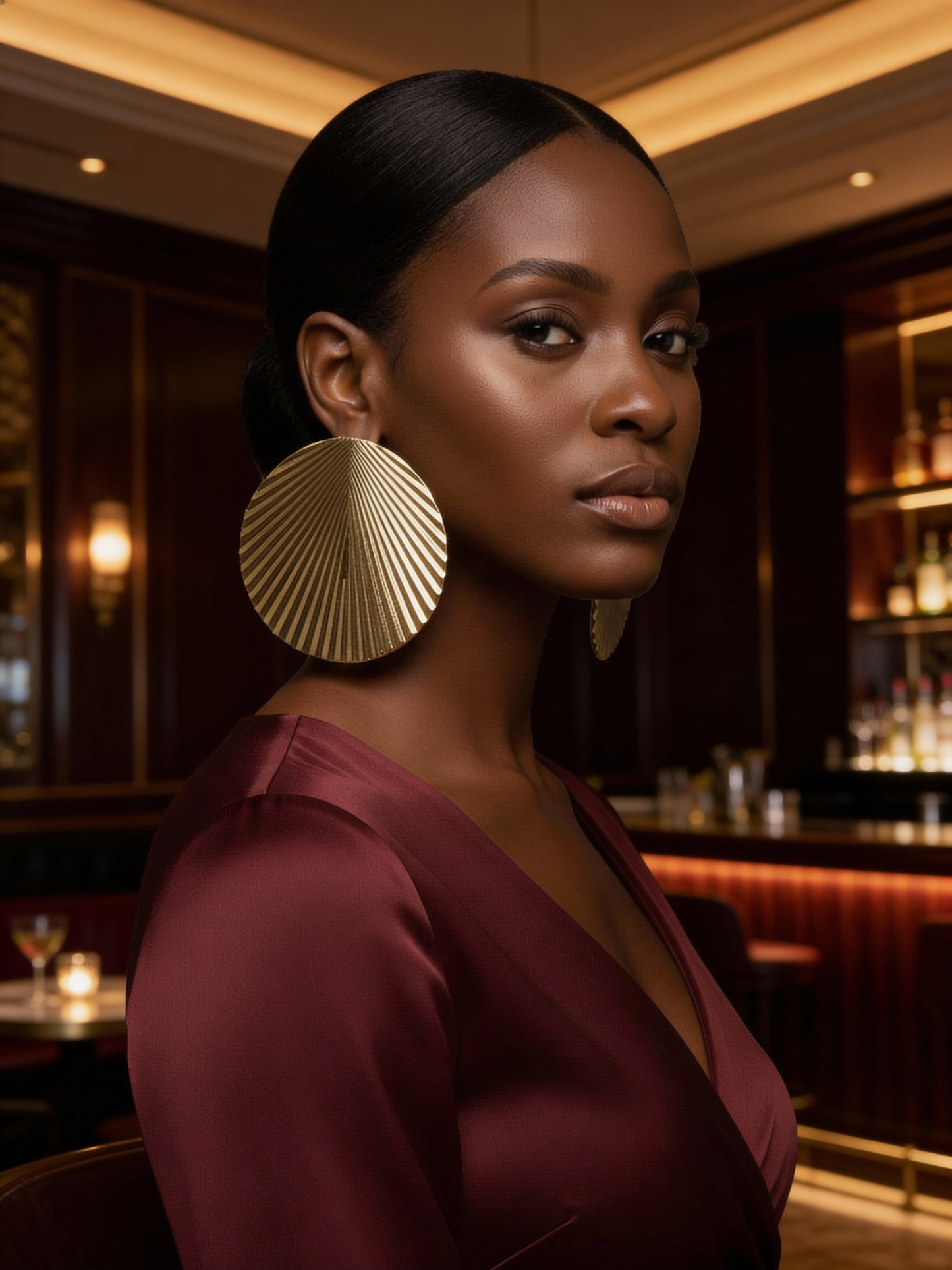 Oversized Gold Pleated Disc Earrings – Bold Textured Statement Jewellery - Fatisha Boutique #