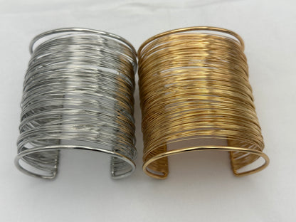 Multilayered Wire Metal Statement Bangle Cuff