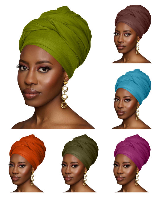 Long Stretch Jersey Knit Fabric Head Wrap Turbans