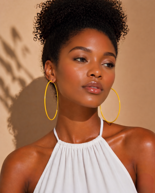 10cm Colourful Hoop Earrings – Large Lightweight Retro Statement Hoops for Women - Fatisha Boutique #