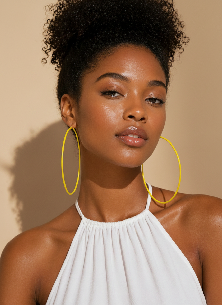 10cm Colourful Hoop Earrings – Large Lightweight Retro Statement Hoops for Women - Fatisha Boutique #