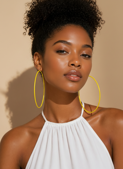 10cm Colourful Hoop Earrings – Large Lightweight Retro Statement Hoops for Women - Fatisha Boutique #