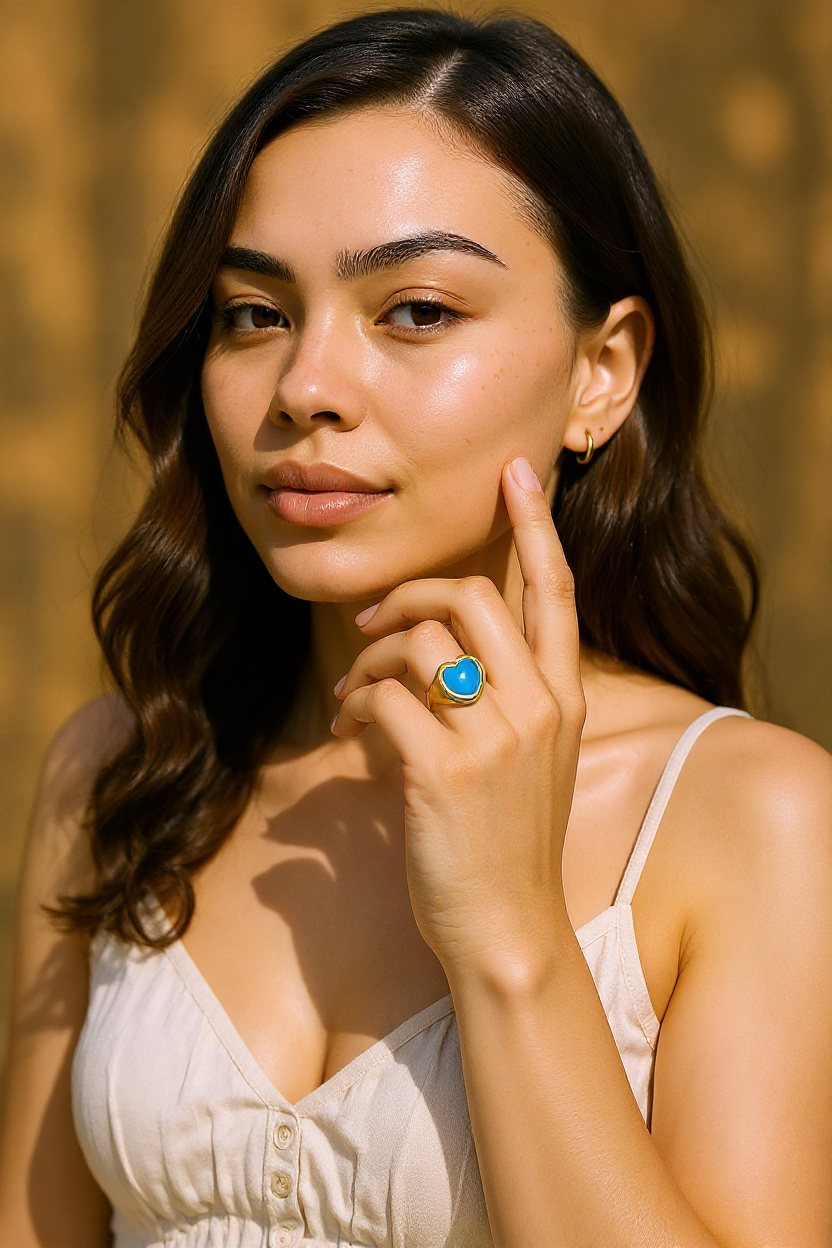 Colorful Heart-Shaped Pastel Adjustable Rings – Gold-Tone Copper Statement Jewellery - Fatisha Boutique #