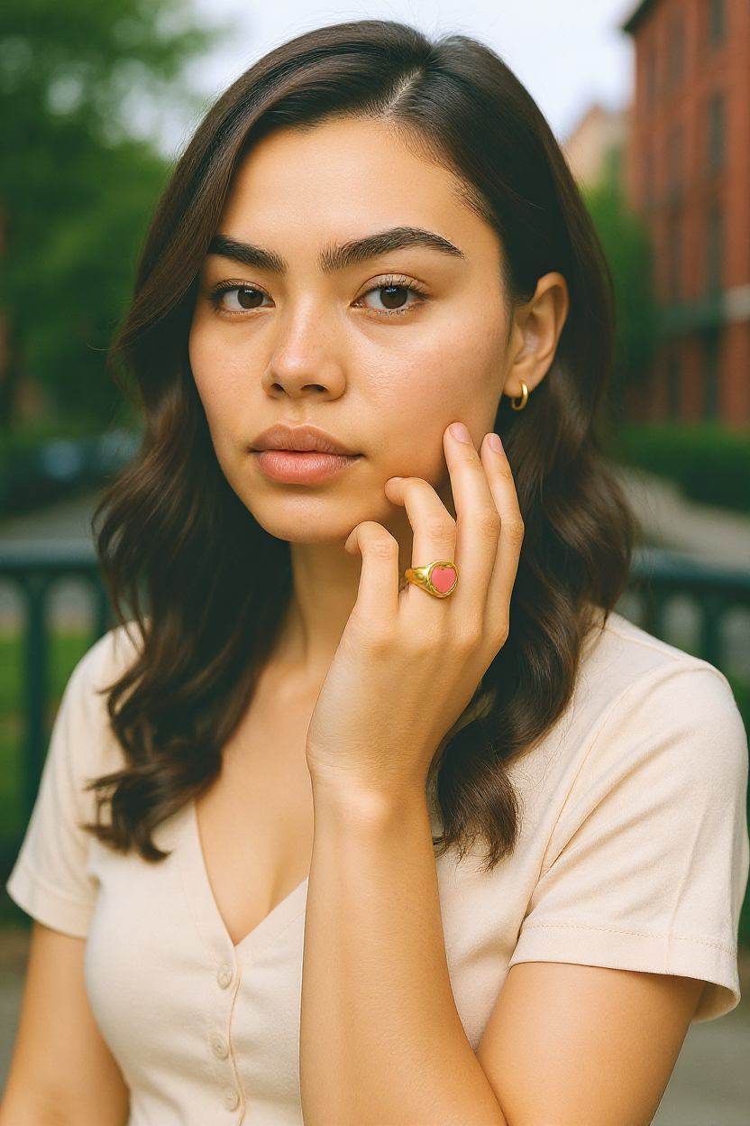 Colorful Heart-Shaped Pastel Adjustable Rings – Gold-Tone Copper Statement Jewellery - Fatisha Boutique #