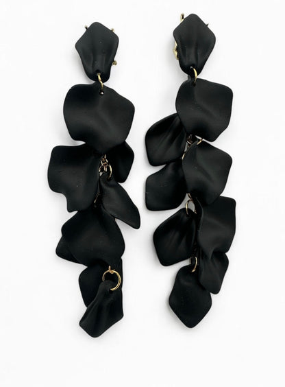 Boho Flower Petal Statement Earrings – Long Acrylic Drop Earrings in Multi Colours - Fatisha Boutique #