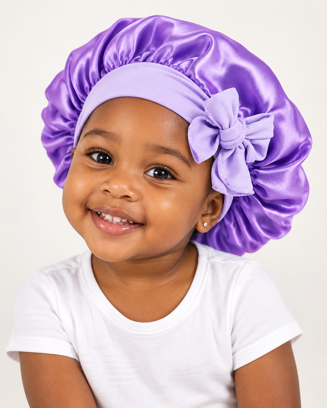 Kids Satin Bonnet Cap with Tie Bow – Ages 1–5 Years - Fatisha Boutique Fatisha Boutique