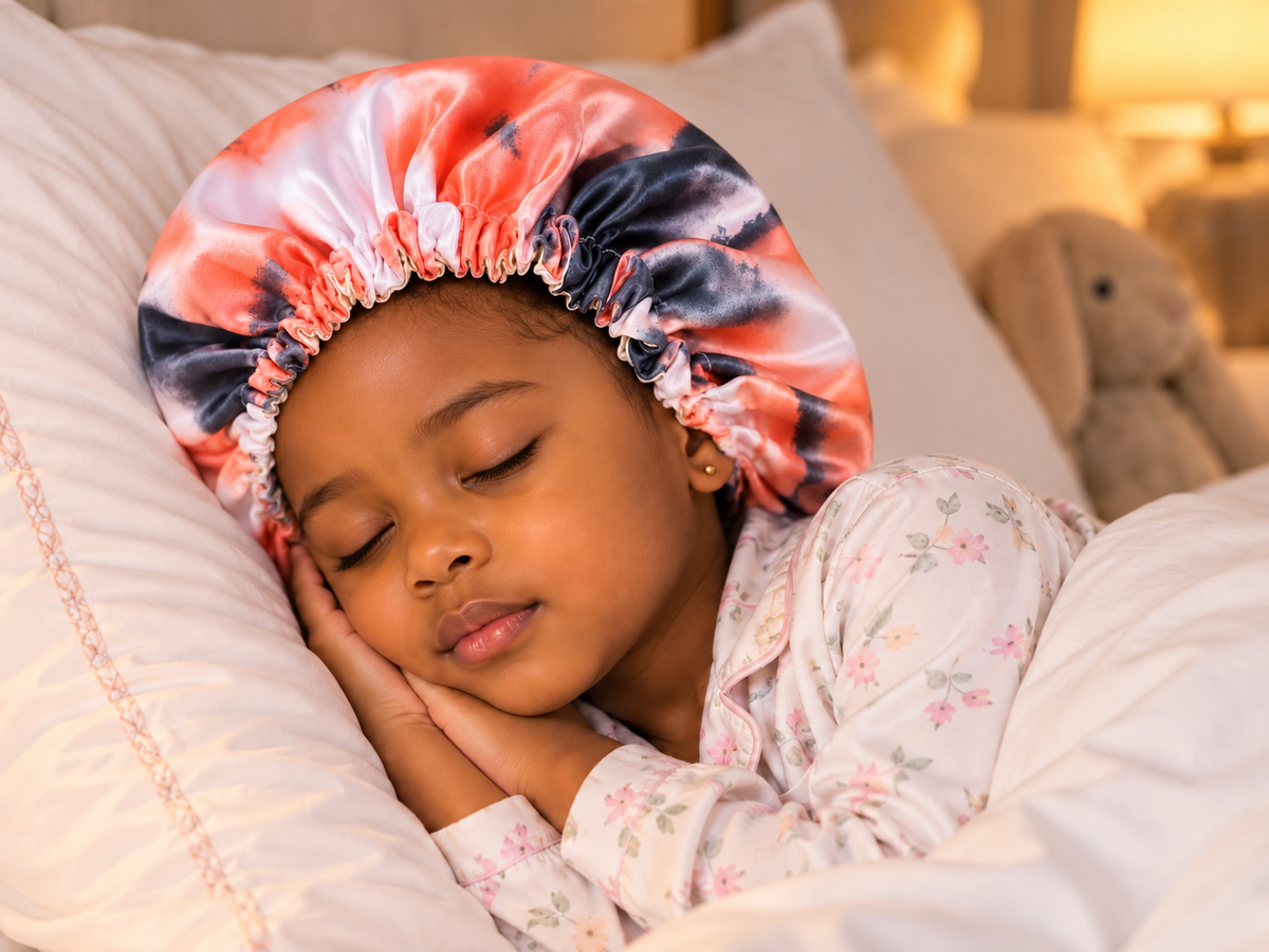 Kids Adjustable Tie-Dye Satin Silk Bonnet – Double Layer, Ages 1–5 - Fatisha Boutique Fatisha Boutique