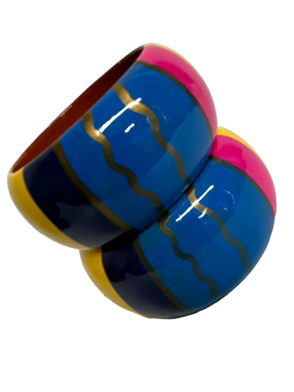Wide Chunky Hand Painted Ethnic Wooden Bangle Bracelets