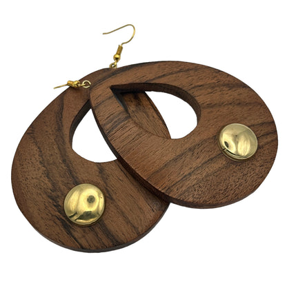 Long Teardrop Wooden  Ethnic Dangle Earrings