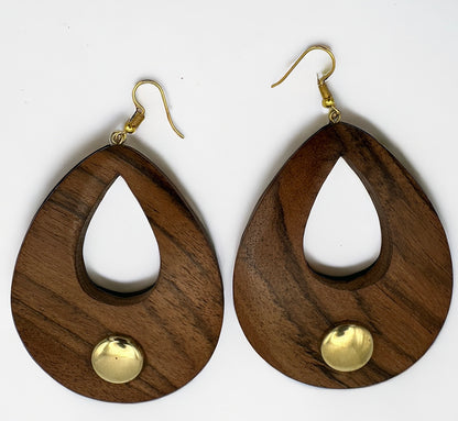 Long Teardrop Wooden  Ethnic Dangle Earrings