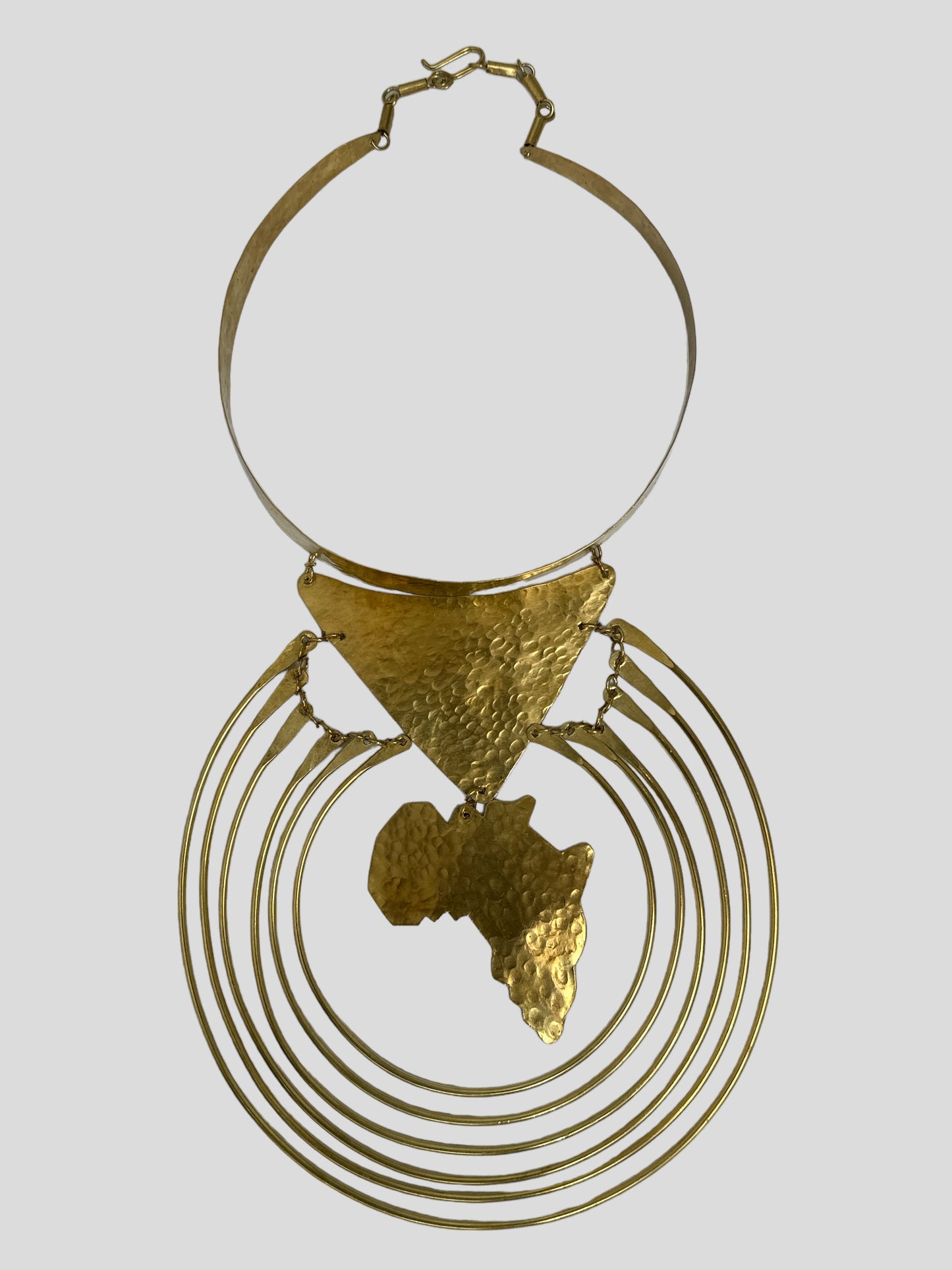 Authentic African Craftsmanship Brass Metal Statement Pendant Necklace