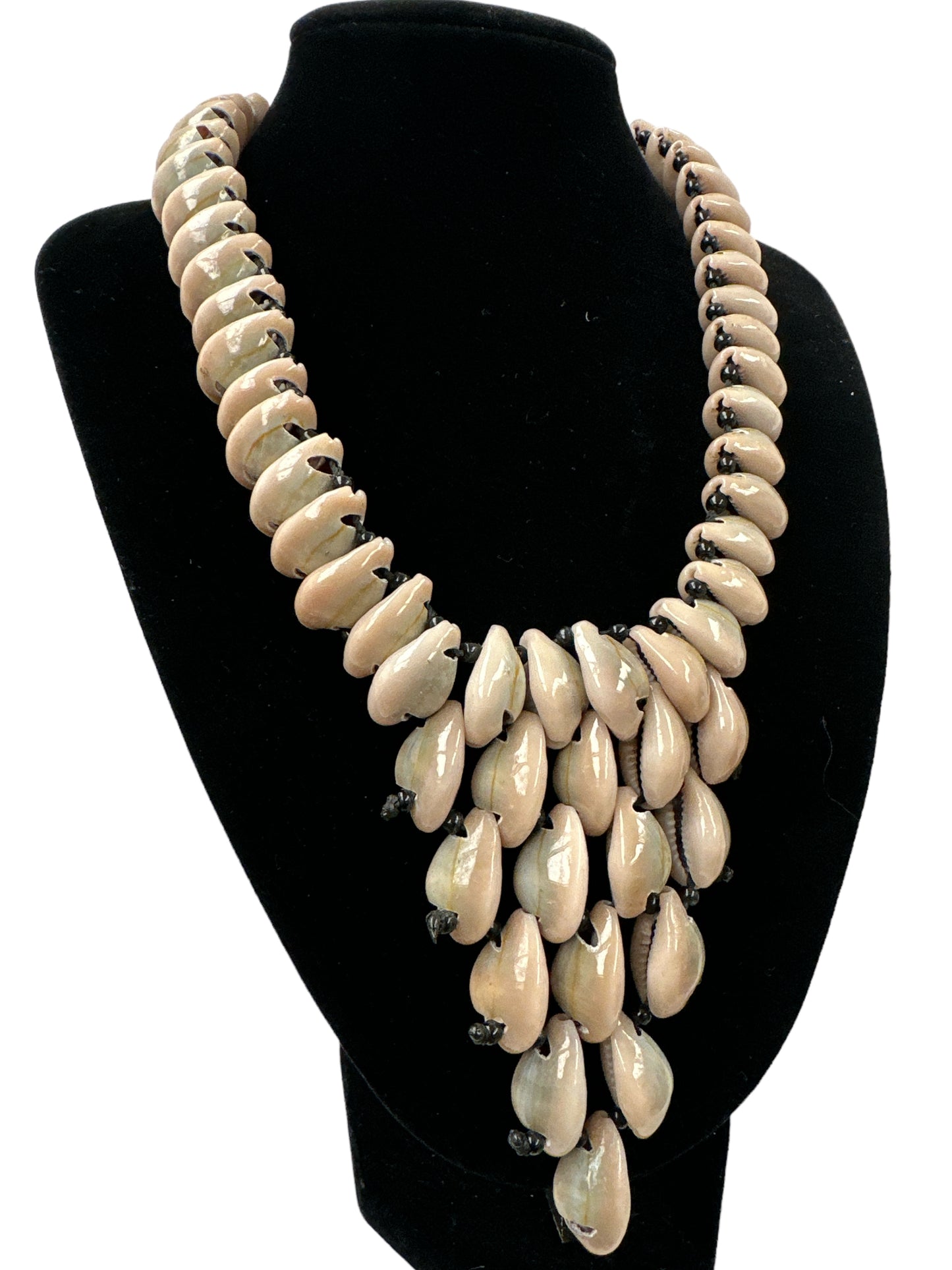 Authentic African Cowrie Seashells Beaded Necklace Pendant