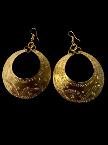Engraved African Brass Earrings – Authentic Ethnic Dangle Jewellery - Fatisha Boutique #
