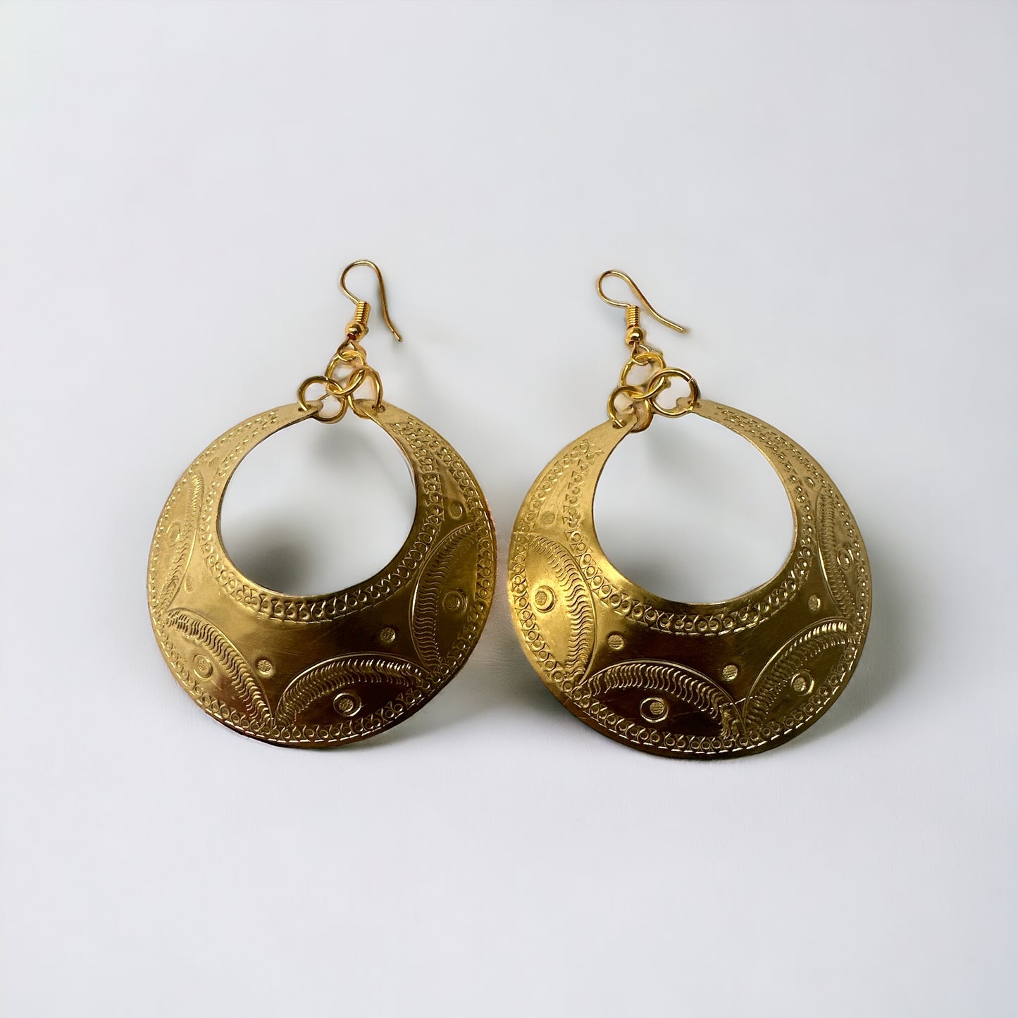 Authentic Engraved African Dangle Brass Earrings