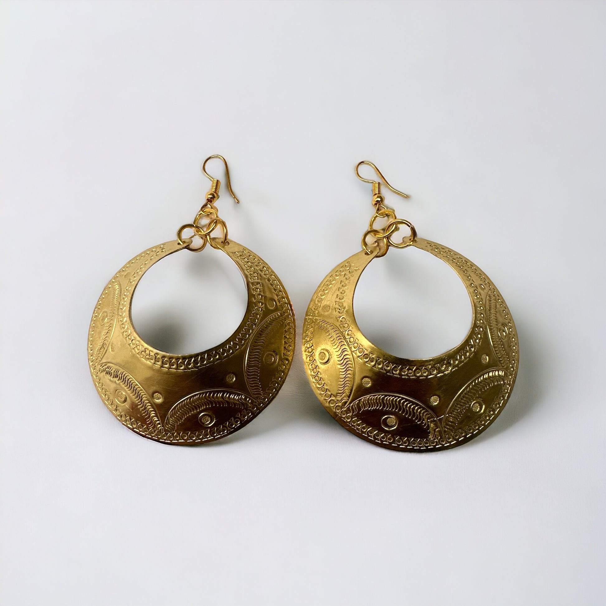 Engraved African Brass Earrings – Authentic Ethnic Dangle Jewellery - Fatisha Boutique #