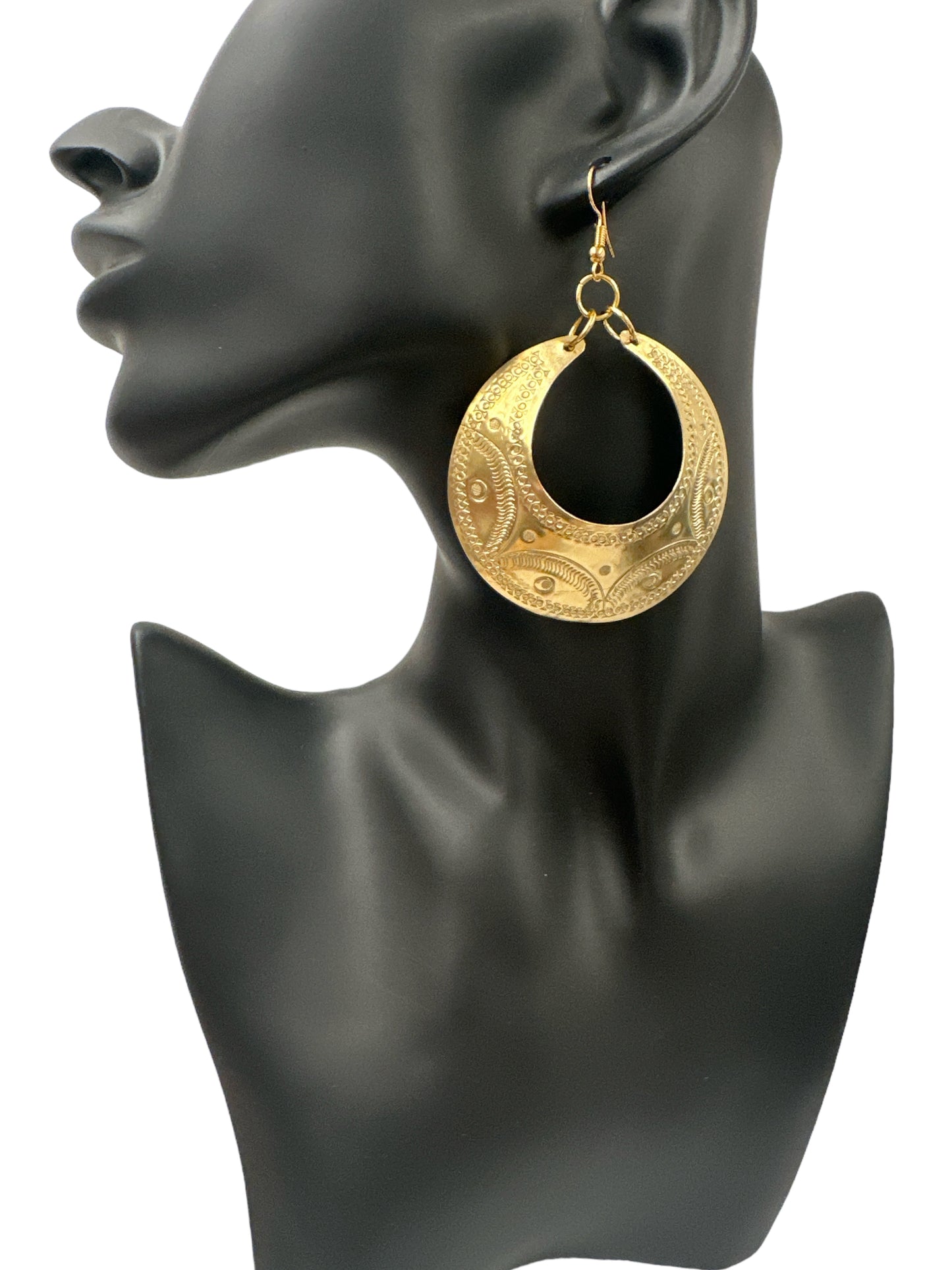 Authentic Engraved African Dangle Brass Earrings