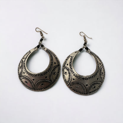 Authentic Engraved African Aluminium Dangle Earrings