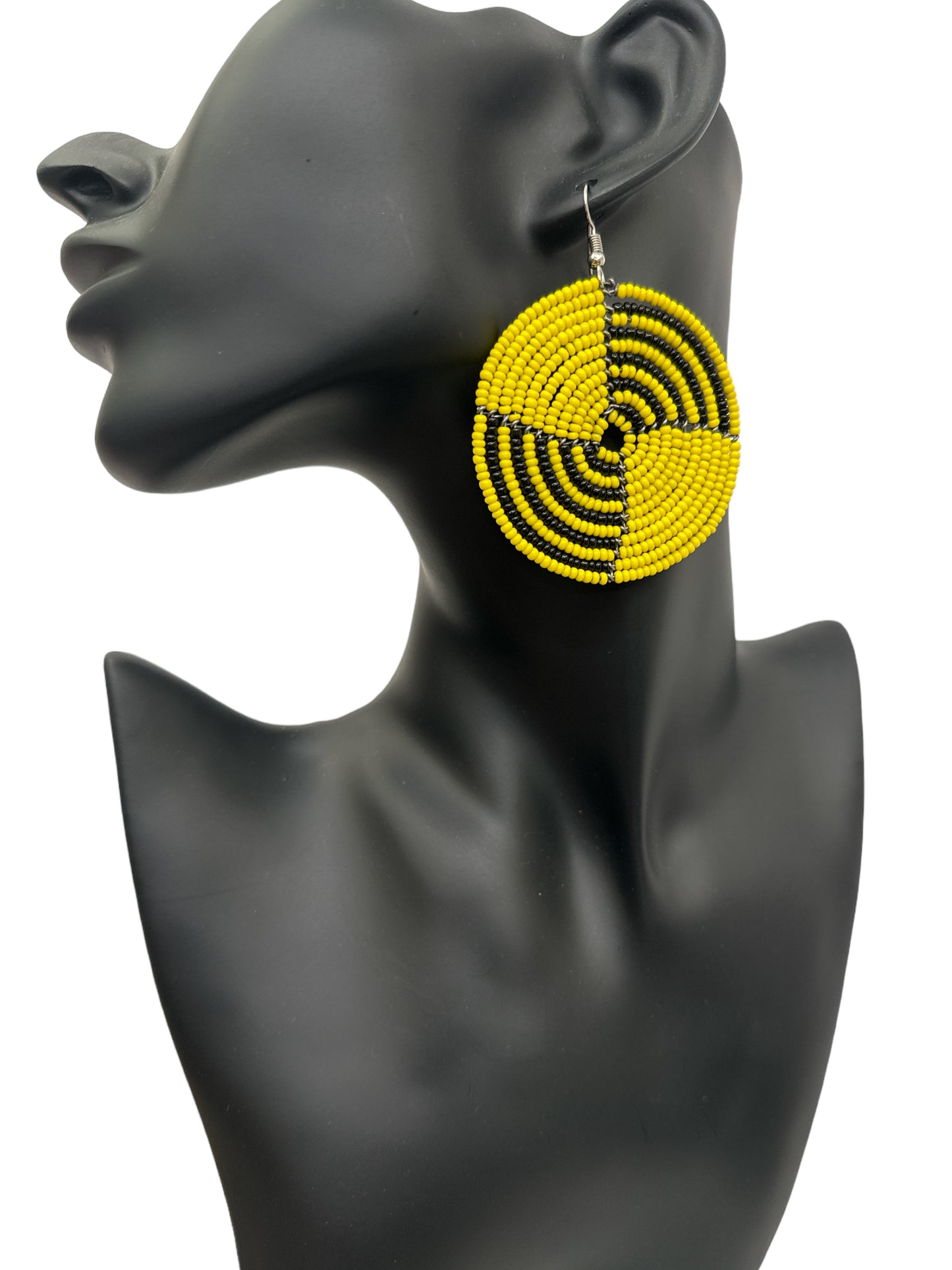Authentic African Yellow Beaded Dangle Earrings